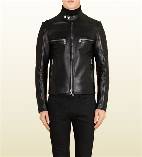 gucci mens black leather jacket|vintage Gucci leather jacket men's.